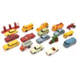 18 Matchbox Series. Aveling Barford Road Roller, Massey Harris Tractor, Quarry Truck, ERF Road