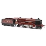 A Hornby O gauge 3-rail (20v) No.3 LMS 4-4-2 tender locomotive. In lined maroon livery, Royal Scot
