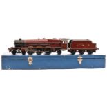 A Hornby O gauge 3-rail (20v) LMS Princess Royal Class 4-6-2 tender locomotive. In lined maroon