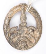 A scarce Third Reich Anti Partisan badge in silver, with hollow back and flat pin. GC (some