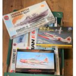 20x unmade military plastic kits by Revell, Airfix, ESCI, JB Models, etc. In 1:76, 1:72, etc scales.