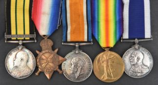 Five: AGS 1902, 1 clasp Somaliland 1908-10 (300016 C W Fisher Lg Sto HMS Barham), 1914-15 star (S.