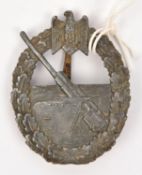A Third Reich Coastal Artillery badge, no maker's mark, GC, dull grey with no trace of gilt. £60-80