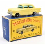 Matchbox Series No.45 Vauxhall Victor. Example in yellow with green windows, black base and black