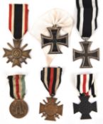6 German medals, 1914 Iron Cross 2nd class, another (suspender repaired), 1914-18 Honour Cross
