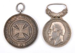 Germany: Life saving interest: a silver medal, obv. Cross pattee within beaded border surrounded