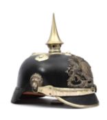 An 1886 pattern Bavarian police officer's pickelhaube, with WM badge and mounts, including cruciform