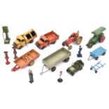 A quantity of Dinky Toys, etc. Tractor, Farm Trailer, Bedford Tipper, Bedford Refuse Wagon, Large