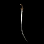 An Indian sword tulwar. Second half of the 19th century, probably Sialkot, curved SE blade 83cms,
