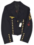 A Third Reich Naval mess dress "monkey jacket" with embroidered breast eagle, boatswain petty