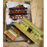 A quantity of Hornby O gauge. Including 3 No.2 corridor coaches in lined maroon LMS livery. 2x