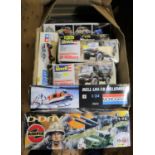 A quantity of unmade Kits by Airfix, Monogram, Tamiya, Heller, Matchbox, Imai, etc. 1:24, 1:72, 1: