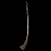 A Nepalese sword kora. 18th or 19th century, curved SE blade 54.5cms with elephant?s ear tip, iron