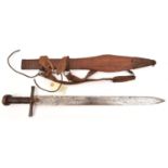 A small Sudanese sword kaskara, evidently made for a boy, DE blade 19", with twin shallow fullers