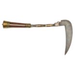 A Banochie throwing pick lohar. First half of the 20th century, sickle shaped blade 18.5cms haft and