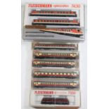 10x N gauge model railway Deutsche Bahn items by Fleischmann. Including a Class 210 diesel
