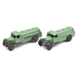 2 Dinky Toys Petrol Tankers (25d). Post-war examples in green with third type black base plates.