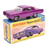 Matchbox Superfast No.22 Pontiac GP Sports Coupe. Example in metallic purple with light grey