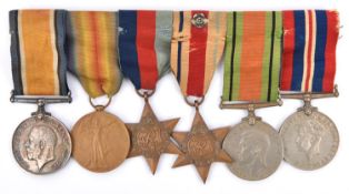 Six: BWM, Victory (Major P R Bourne); 1939-45 star, Africa star, (rosette to ribbon), Defence and