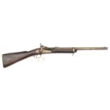An Indian made .577" Snider carbine, 36" overall, barrel 19" with spurious ordnance marks, the
