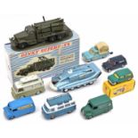 9 Dinky/Corgi Toys. The major parts of a French Dinky Brockway Bridge Vehicle (884). With 2x
