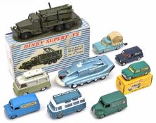 9 Dinky/Corgi Toys. The major parts of a French Dinky Brockway Bridge Vehicle (884). With 2x