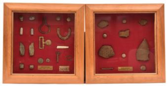Two interesting framed displays of artefacts from the Battle of Rorkes Drift and Isandhlwana, 22nd