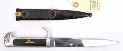 An Italian Fascist MSVN Leader's 1st Model dagger, with plated blade, aluminium hilt with black