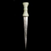 An Indian dagger. 20th century, straight tapering DE blade 26cms with swollen point, one piece