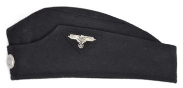 A scarce original Third Reich SS man's sidecap, with small embroidered eagle badge and WM button