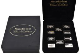 A Presentation case of 10x hallmarked 1oz 999 silver plaques minted for Mercedes-Benz of South