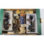 A quantity of lead farm items by Britains, etc. Including; 2x horse and carts (one boxed). A