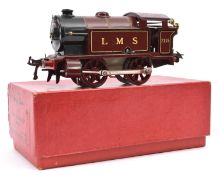 Hornby O Gauge clockwork Type 101 0-4-0 Tank Locomotive. In LMS lined maroon livery, RN 2115. Boxed.