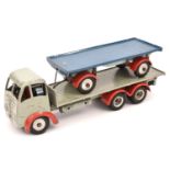 A Shackleton Foden FG flatbed. In grey with red wheel arches. Together with a trailer in blue with