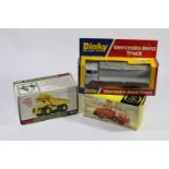 3 Dinky Toys. Aveling-Barford 'Centaur' Dump Truck (924) example in orange and yellow livery. Plus a