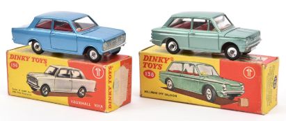 2 Dinky Toys. Vauxhall Viva (136). Example in light metallic blue with red interior. Plus a