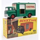 Dinky Toys Bedford TK Box Van (450). In metallic green and white 'CASTROL' livery, with red interior