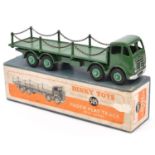 A Dinky Supertoys Foden flat truck with chains (505). An FG 2nd type in dark green with light