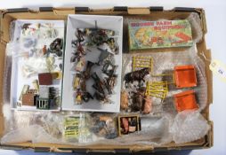 A quantity of lead farm items by Britains, Crescent, etc. Including; 3x horse and carts by
