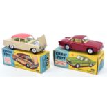 2 Corgi Toys. Renault 'Floride' (222) in maroon with yellow interior and smooth spun wheels. Plus