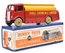 A Dinky Toys A.E.C Tanker. 591. In red and yellow 'Shell Chemicals Limited' livery. With yellow