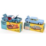 2 Corgi Toys. Ghia L.6.4 (241) in metallic blue with red interior. Plus a Chevrolet Corvair (229) in