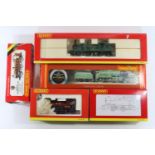 5x Hornby OO gauge locomotives. An SR Class M7 0-4-4T loco, 328 (R2625). An LMS Class 0F 0-4-0ST