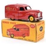 Dinky Toys Austin Van 'NESTLE'S' (471). In bright red with yellow wheels. Boxed, some wear/creasing.