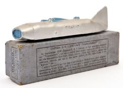 A Dinky Toys. Captain G.E.T.Eyston's Thunderbolt 23m. Silver body, blue detailing. Boxed (3-39),