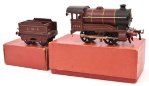 Hornby O Gauge Type 501 LMS 0-4-0 Tender Locomotive. Yellow lined maroon livery, RN5600. Both boxed.