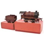 Hornby O Gauge Type 501 LMS 0-4-0 Tender Locomotive. Yellow lined maroon livery, RN5600. Both boxed.