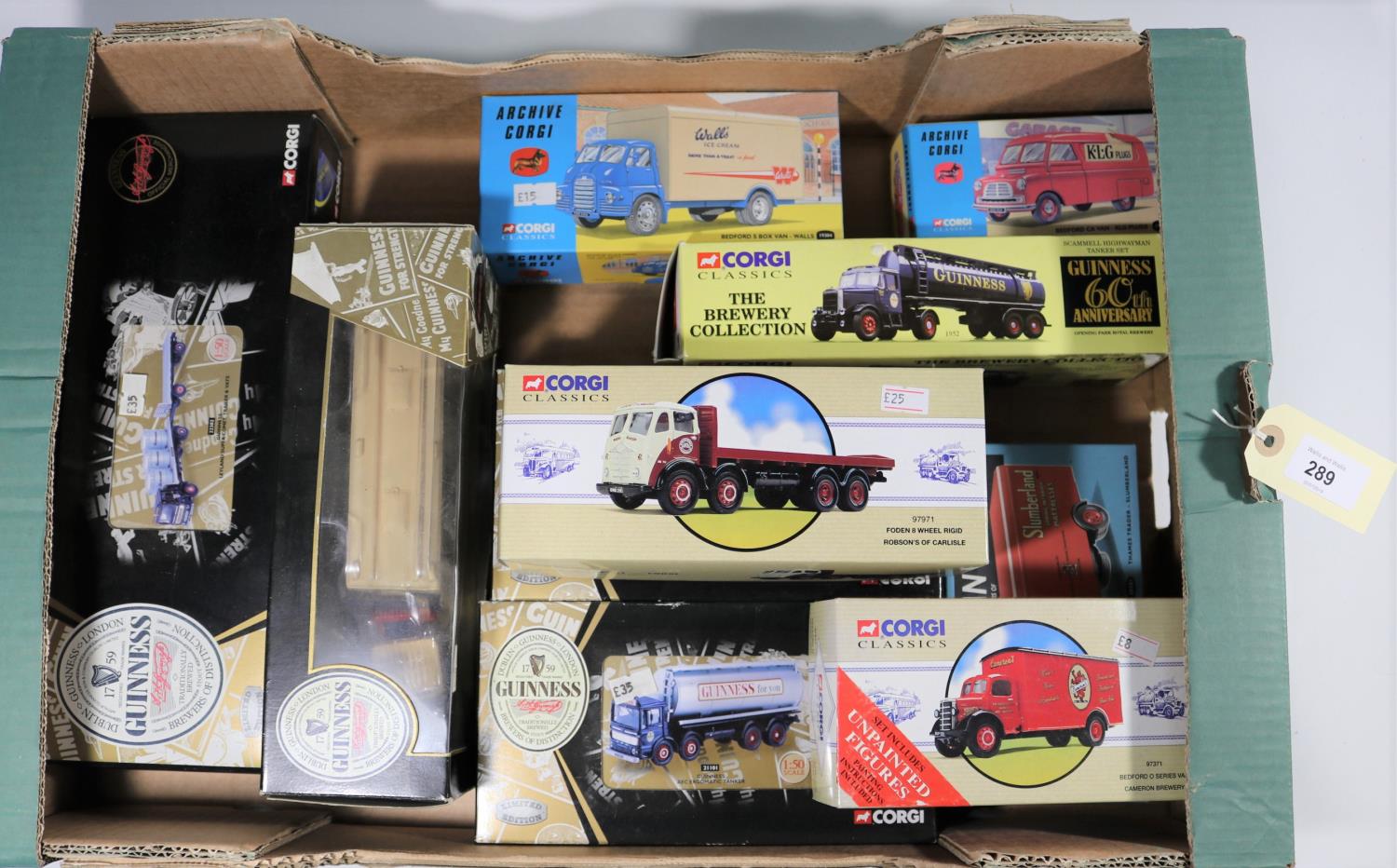 10 Corgi Classics etc. 5x Guinness - 2x Bedford TK - Platform Trailer & Container and a Box Van.