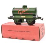 A scarce Hornby O Gauge Oil Tank Wagon. Example in dark green 'Wakefield CASTROL Motor Oil'