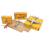 3 Dinky Toys Aircraft. An Avro York Air Liner (70A). A Bristol 173 Helicopter (715). A Westland-